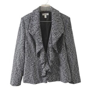 Dressbarn Gray Textured Blazer Jacket Women's Size M Open Front